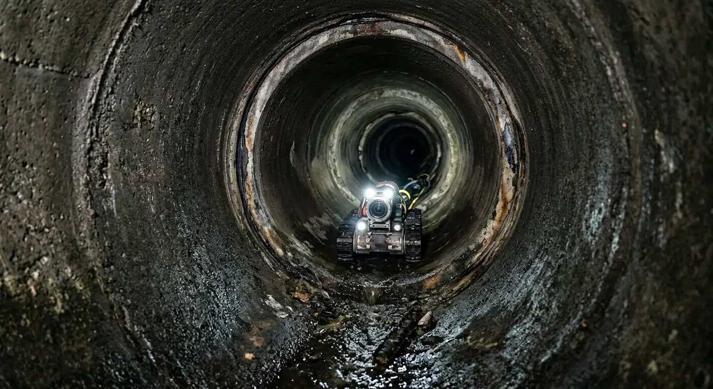 Robotic sewer camera inspecting pipe interior for Sewer Line Repair in Burlington